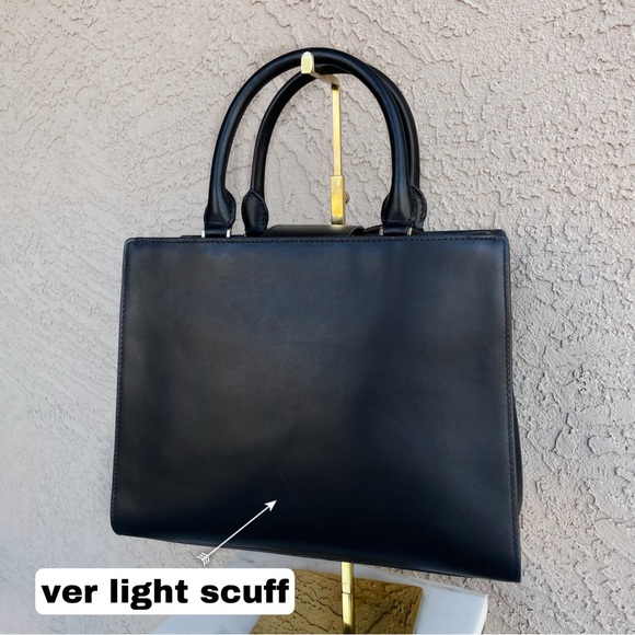 KATE SPADE Classic Neutral Black Smooth Leather Reegan Satchel Top Handle Bag - Picture 14 of 17